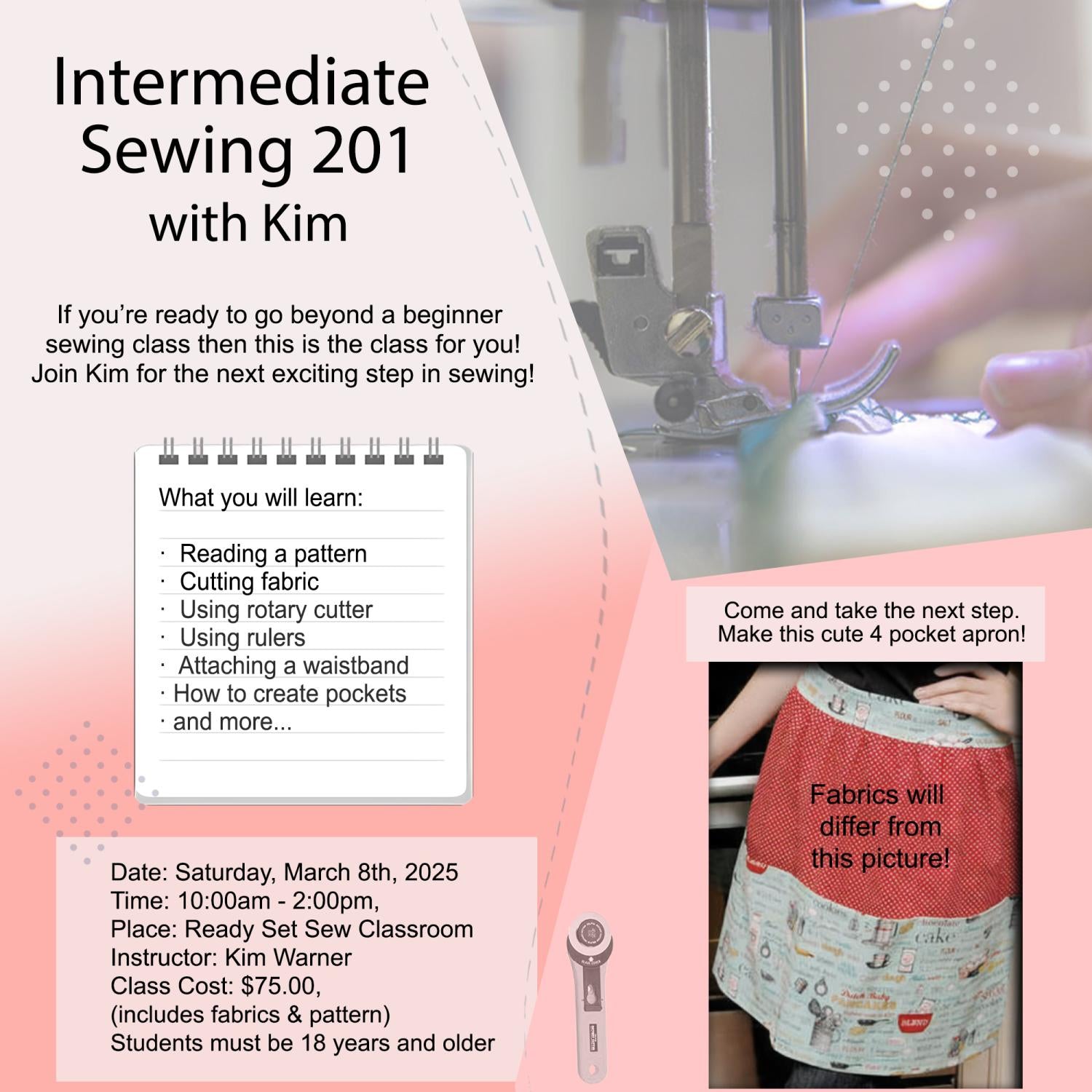 03/08/2025 Intermediate Sewing 201 with Kim