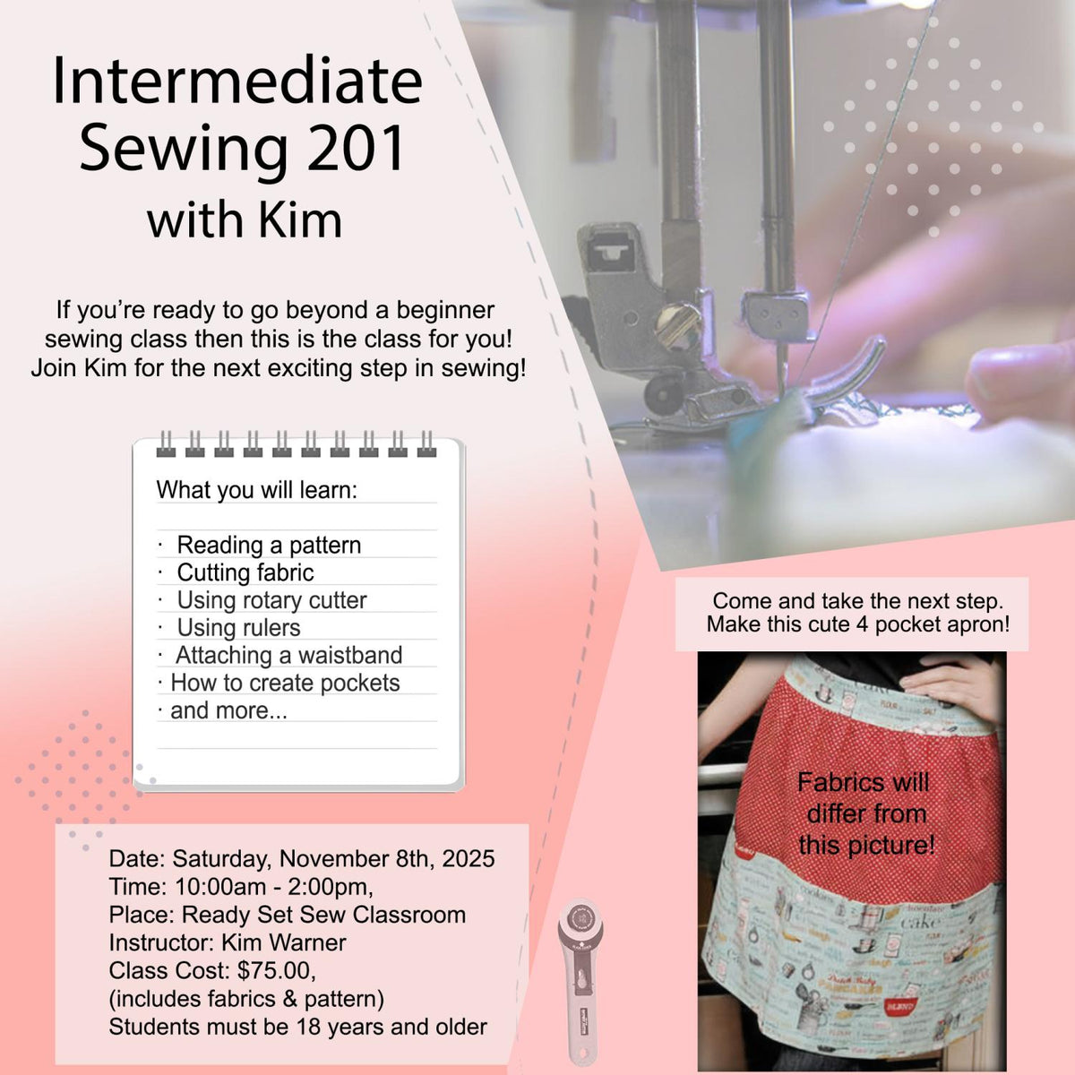 11/08/2025 Intermediate Sewing 201 with Kim