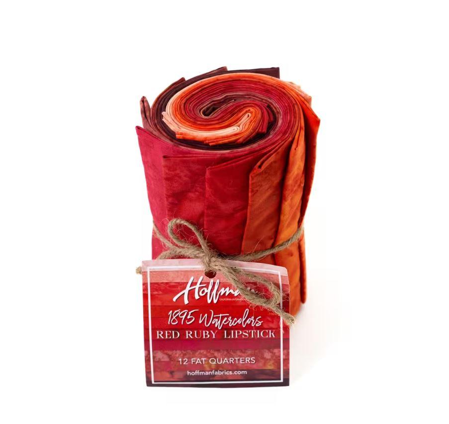 1895 Bali Batik Fat Quarter Bundle – Red Ruby Lipstick by Hoffman Fabrics