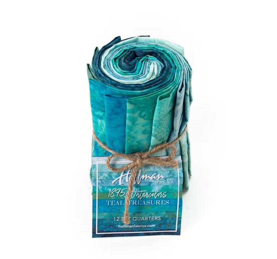 1895 Bali Batik Fat Quarter Bundle – Teal Treasures by Hoffman Fabrics