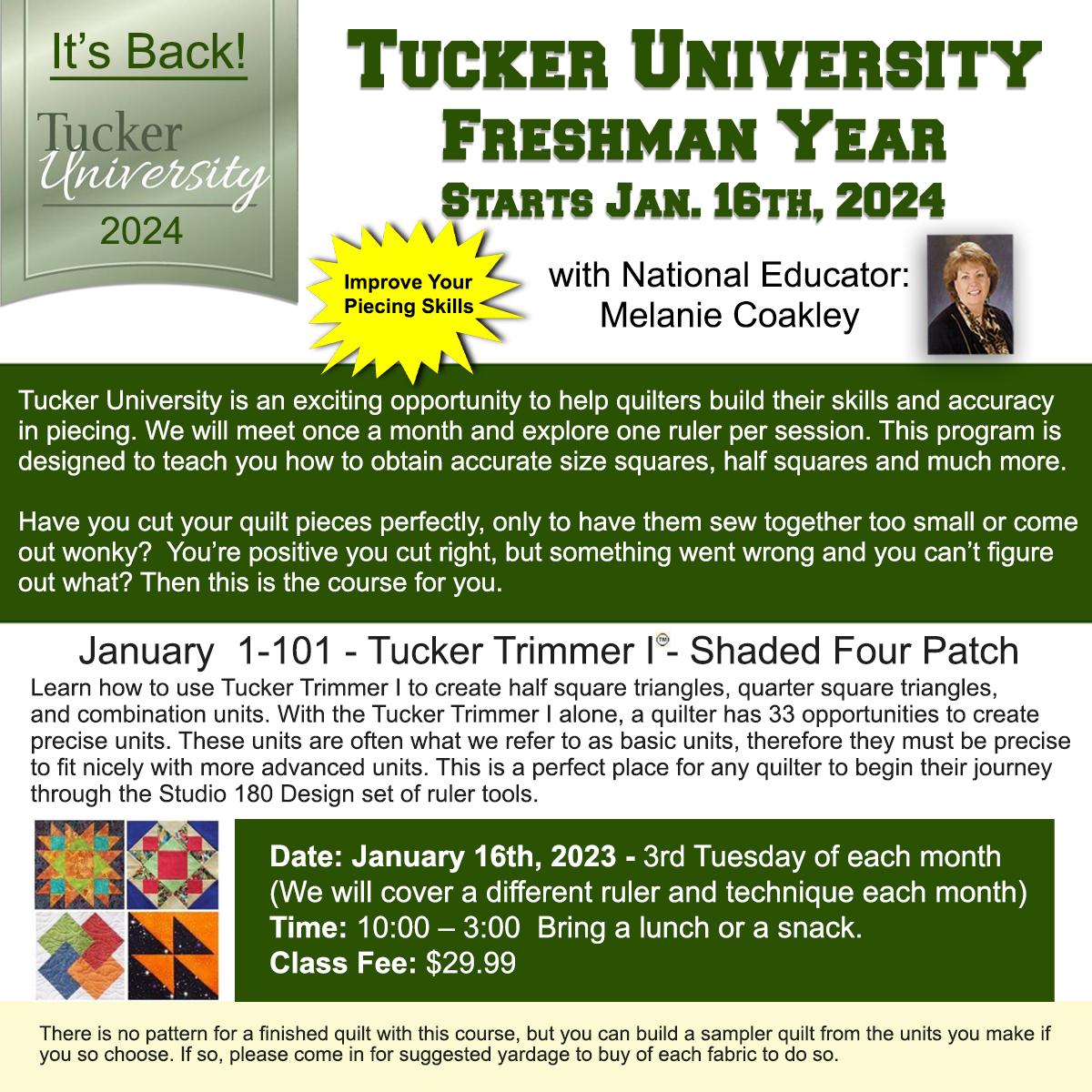2024 - 01/16/2024  Tucker University Month 1 -  Tucker Trimmer 1 - Shaded Four Patch