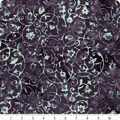 Banyan Batiks -  Flaoal Vines - At Dusk - Midnight Mauve