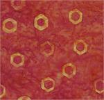 Batik Textiles - Orange Hexigons on Red - 5558