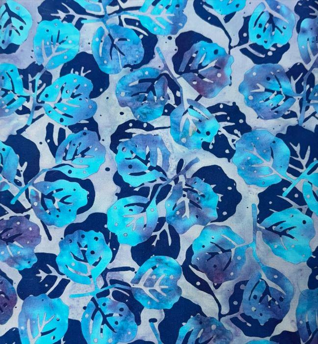 Pop Up 12-9589 Sky Grey and Blue Leaves -  Batik by Mirah - PO-12-9589