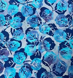 Pop Up 12-9589 Sky Grey and Blue Leaves -  Batik by Mirah - PO-12-9589