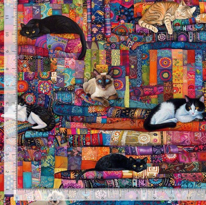 Purrfect Patchwork CAT-CD4250 Multi by Timeless Treasures Fabrics
