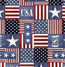 Timeless Treasures - USA Collage - Stars and Stripes Blocks - USA-C1338