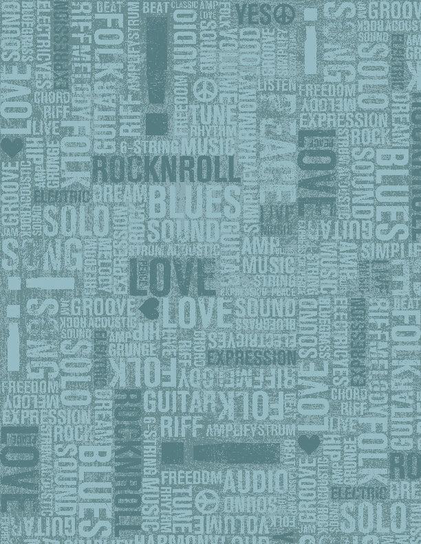 Words Allover in Teal - Rhythm & Harmony by Michael Mullan