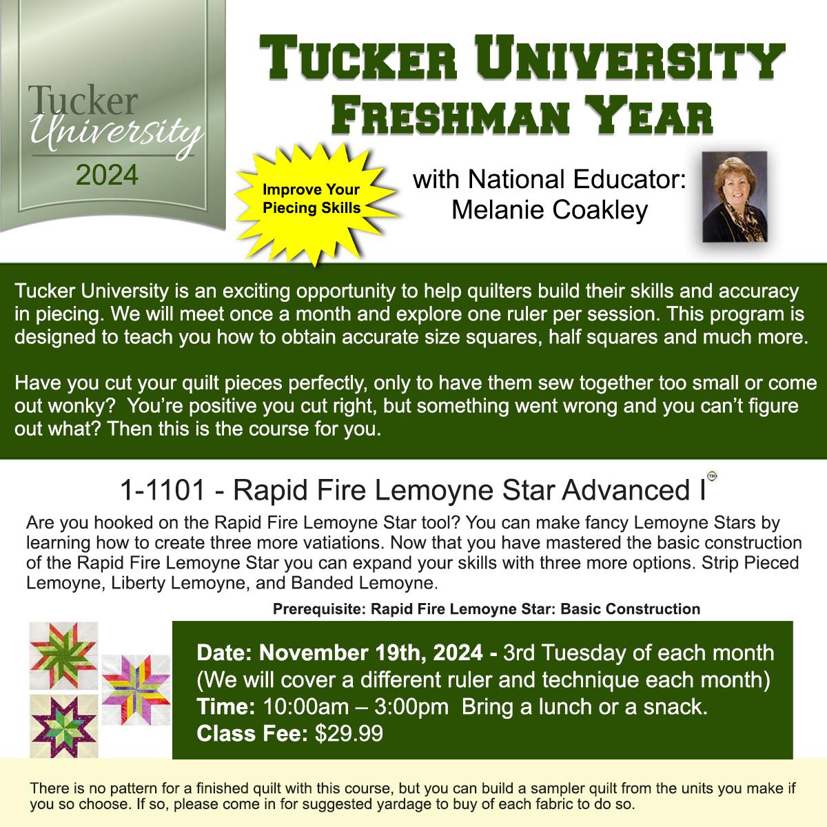 2024 - 11/19/24 Tucker University Class#11 - Rapid Fire Lemoyne Star Advanced I