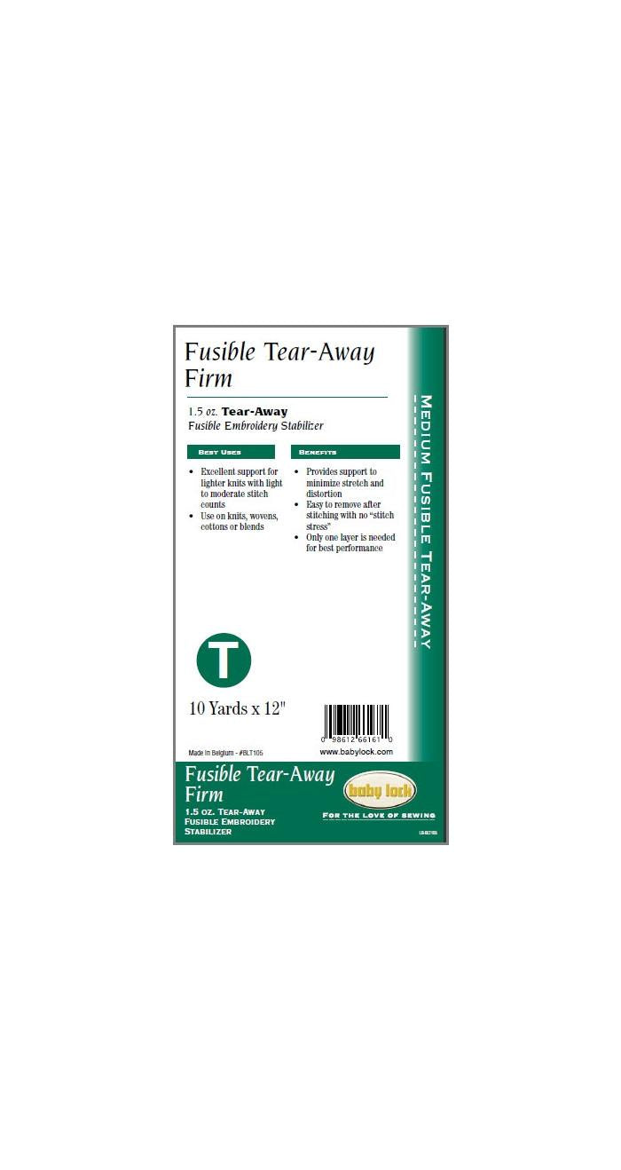 Baby Lock Stabilizer - Fusible - Firm Tear-Away - 10yds X 12" - 1.5oz - White