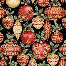 Benartex - Festive Ornaments - Black - 2646M12B