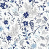 Blue Holiday - Paintbrush Studio - Leaf Floral White