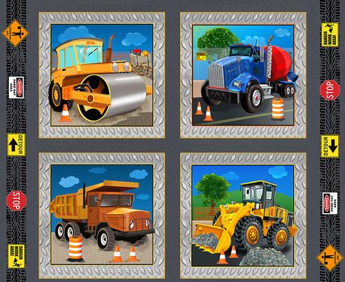 Crane and Dump Truck -36in Panel Pillow Block