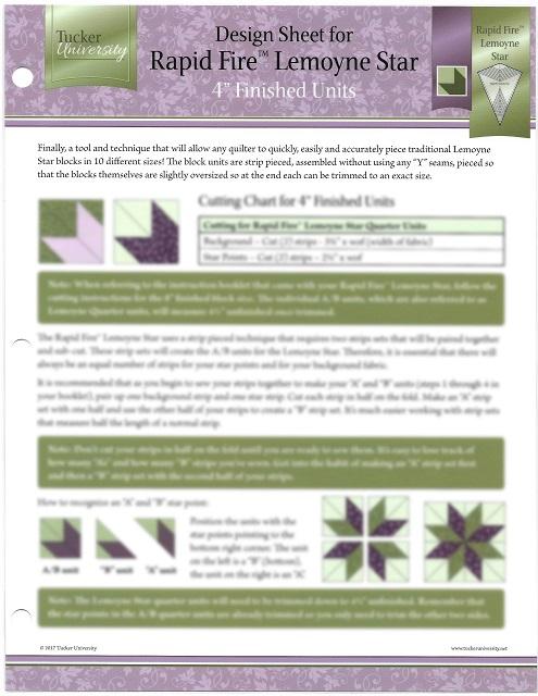 Design Sheet  Rapid Fire Lemoyne Star