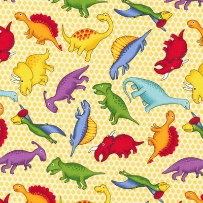 Fabri-Quilt - Lost World - Allover Dino - Yellow