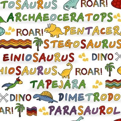 Fabri-Quilt - Lost World - Words - White