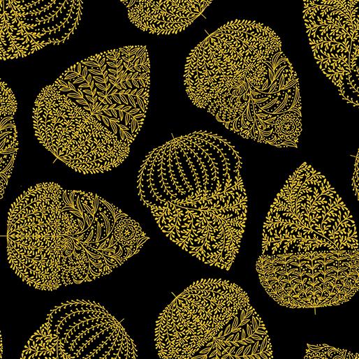 Benartex Fabrics - Harvest Gold - Acorns Black - 7772M-12
