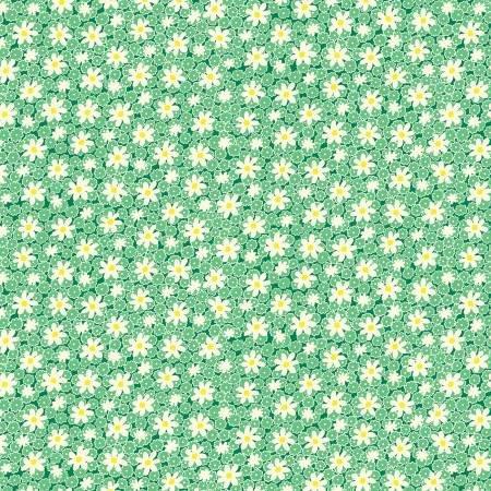 Henry Glass - Nana Mae Thirties Reproduction - Packed Daisies - Green - 9688-66