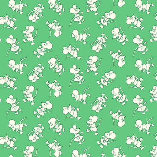 Henry Glass - Nana Mae Thirties Reproduction - Tiny Mice - Green