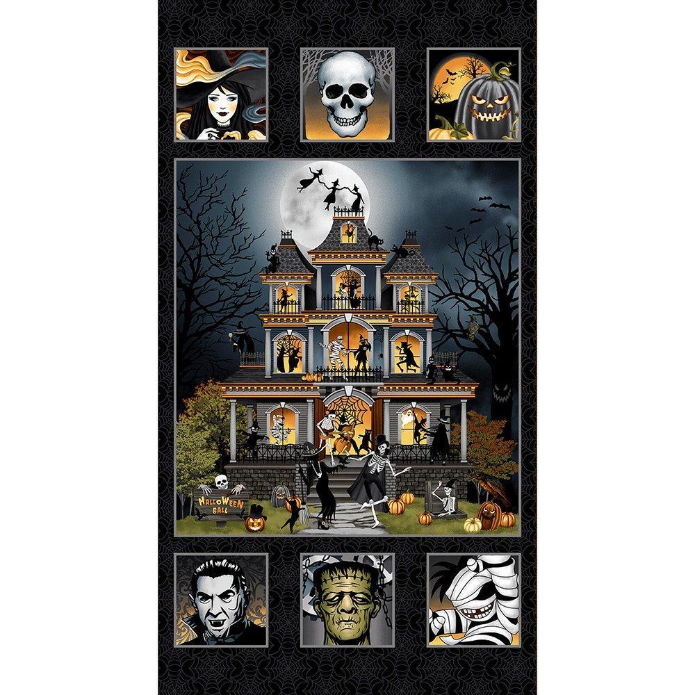 Henry Glass Fabrics - Halloween Ball - Panel - Black