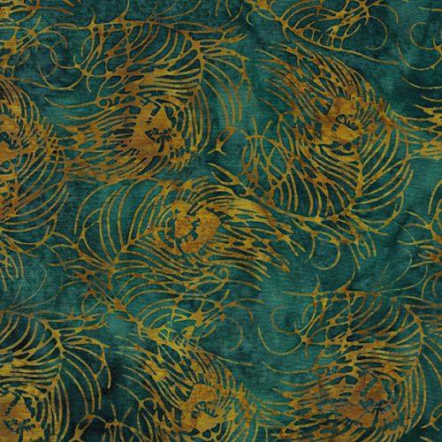 Island Batik - 100% Cotton -  Peacock Plumes - Peacock Feathers - Dark Teal - 112131562