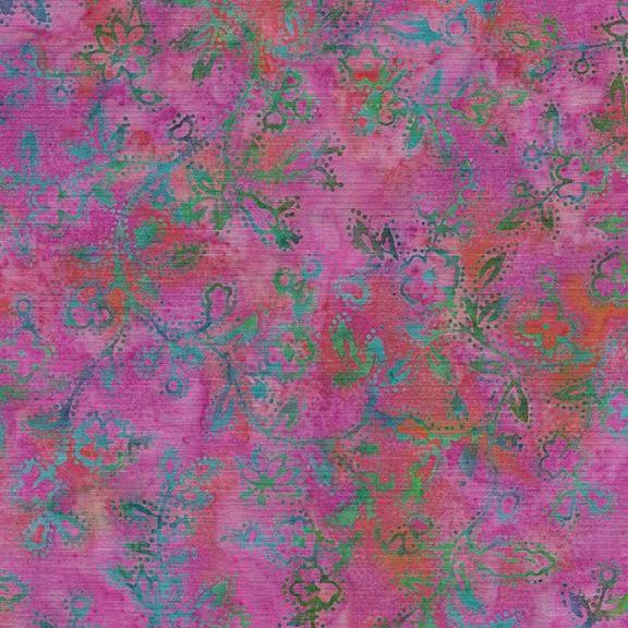 Island Batik - Dot Vine - Punch - 100% Cotton - 44-45" Wide - 122128345