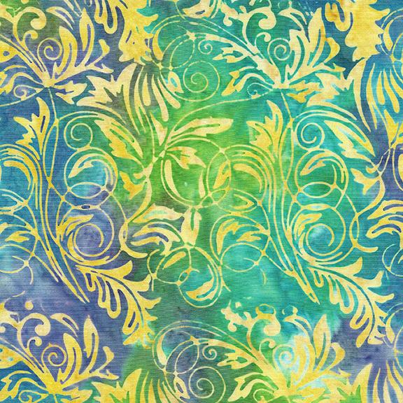 Island Batik - Leaf Tendrils - Mardigras