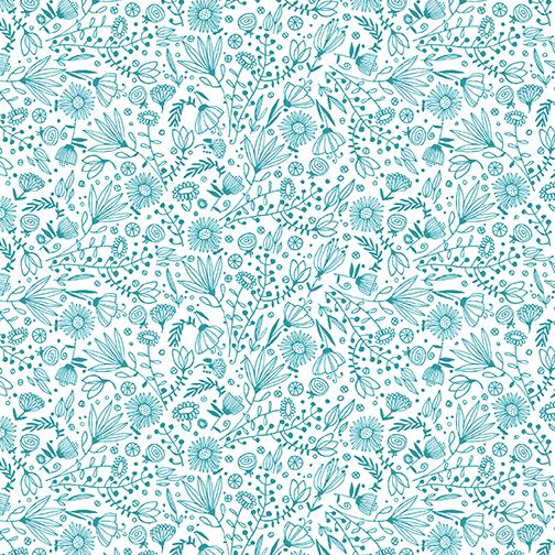 Its Raining Cats and Dogs - whisp flowers- Teal