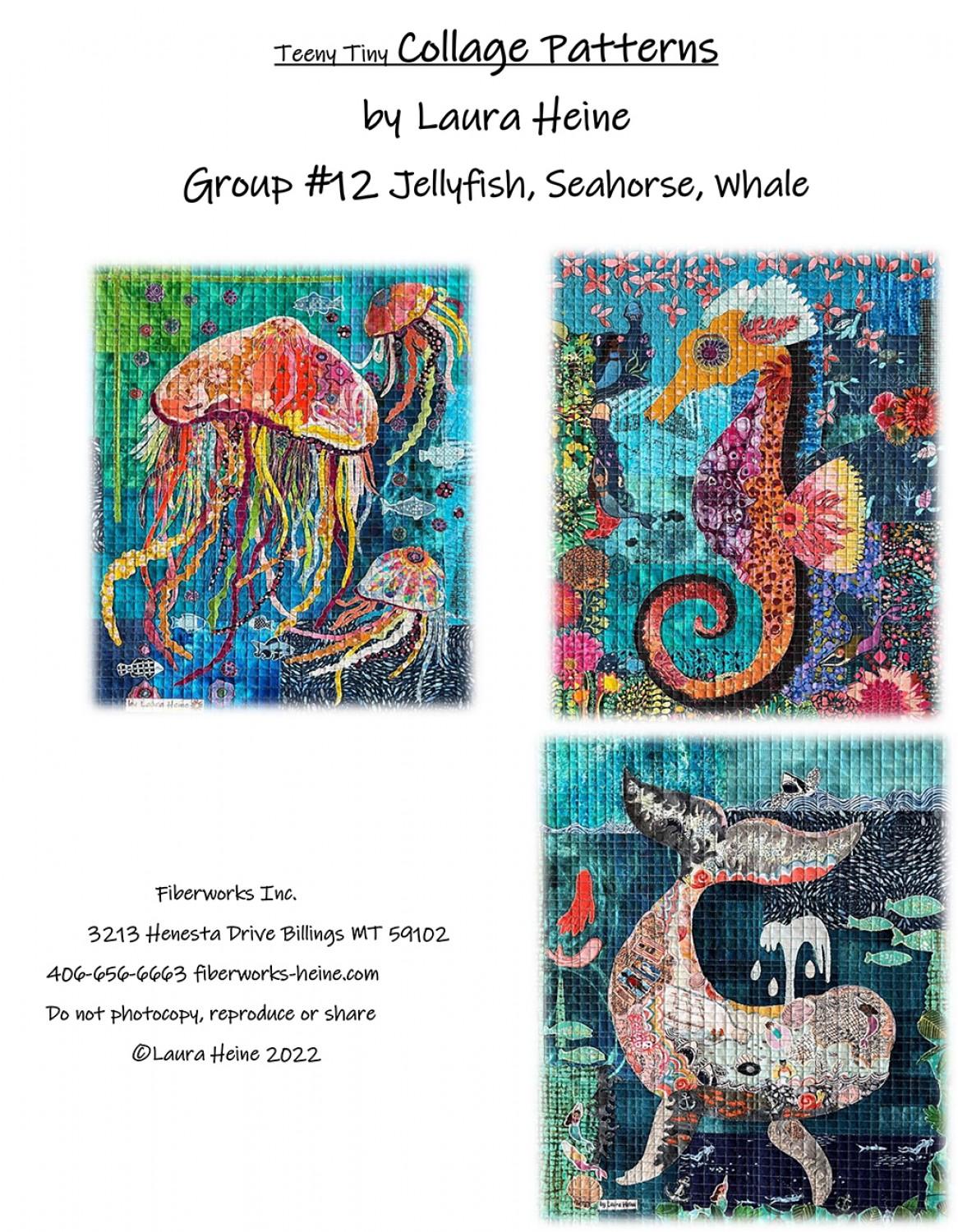 Laura HeineTeeny Tiny Collage Patterns - Group#12 Jellyfish, Seahorse, Whale