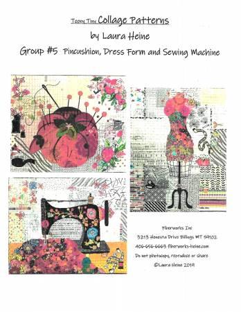 Laura Heine - Teeny Tiny Collage Pattern - Group #5 - Pin Cushion, Dress Form, Sewing Room