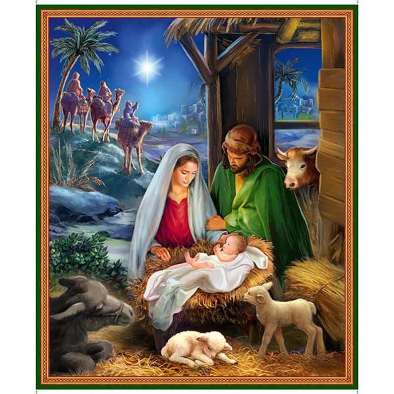 QT Fabrics  -  New Born King Nativity Panel