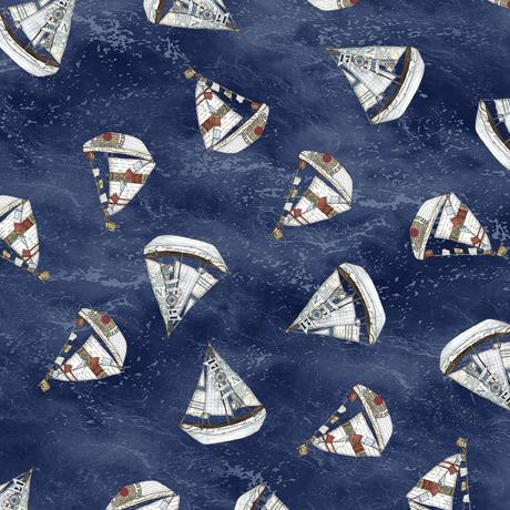 Set Sail 1649-28493-N - Small Sailboats - Teal- Quilting Treasures