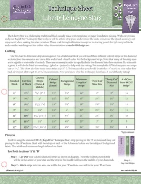 Technique Sheet Liberty Lemoyne Star